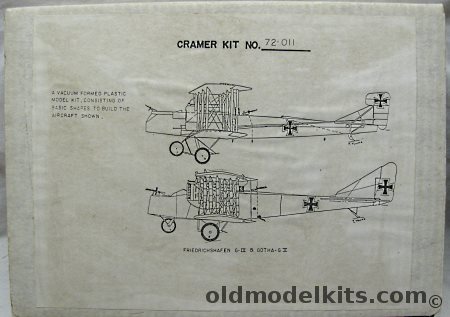 Cramer Craft 1/72 Friedrichshafen G-III and Gotha G-V - 2 Kits, 72-011 plastic model kit